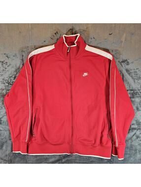Nike Sportswear Track Jacket Mens XXL Red White Striped Full Zip Athletic Active